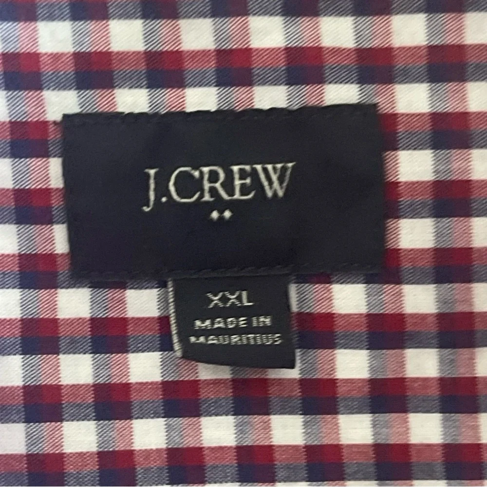 J.Crew Mens XXL Gingham Button Down Shirt Burgundy‎ Navy Blue White Cotton